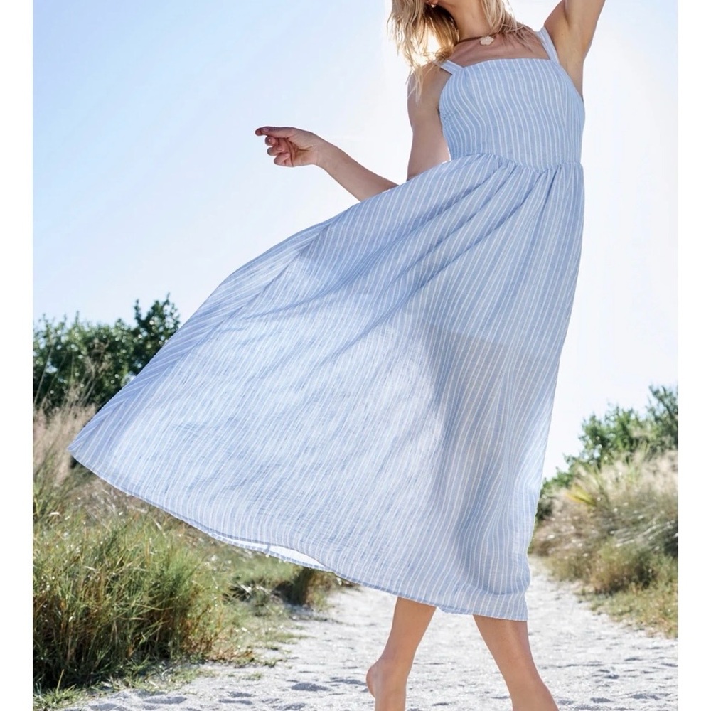 NEW Altar’d State Blue Striped Maxi Dress Size XL NWT